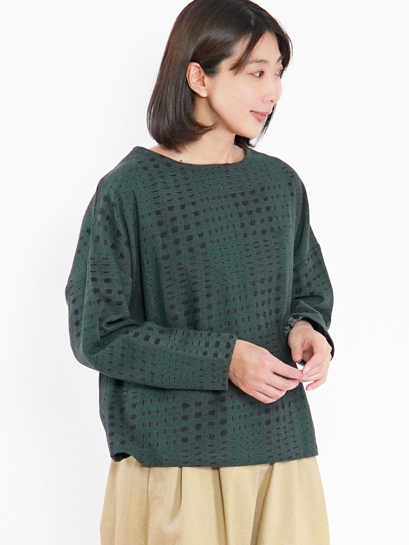 ユガミチェック　ロングスリーブプルオーバー