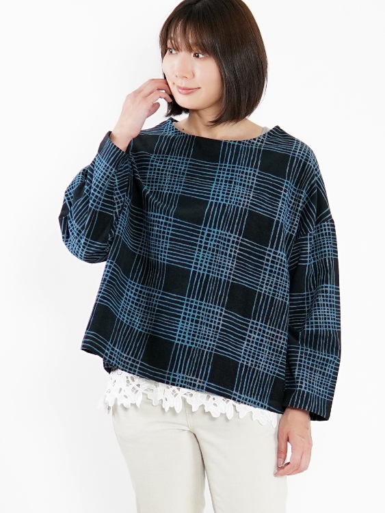 ラインチェック　ロングスリーブプルオーバー