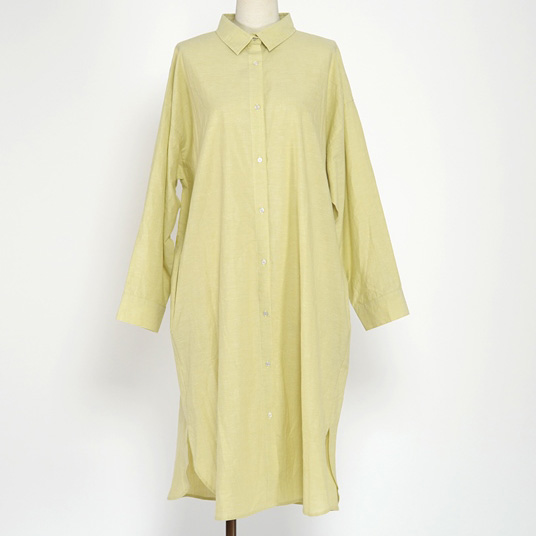 コットンリネン　シャツワンピース