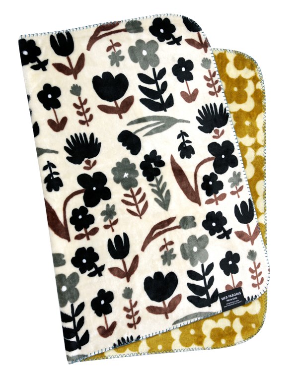 シルエットフラワー　リバーシブルブランケット