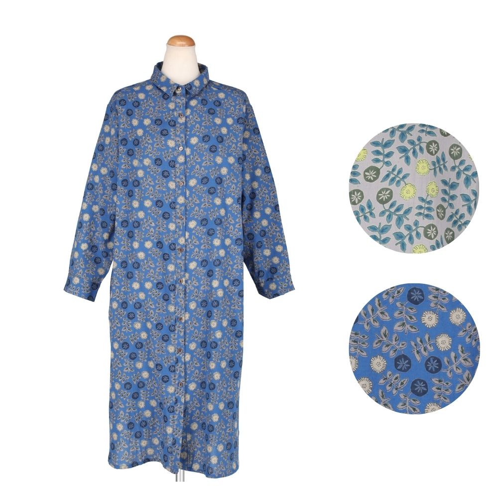 フラワーターン シャツワンピース