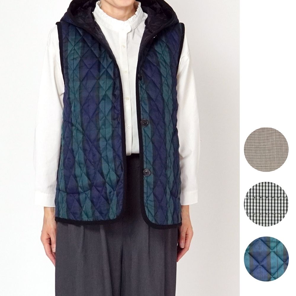 ダイヤチェック フード付ベスト