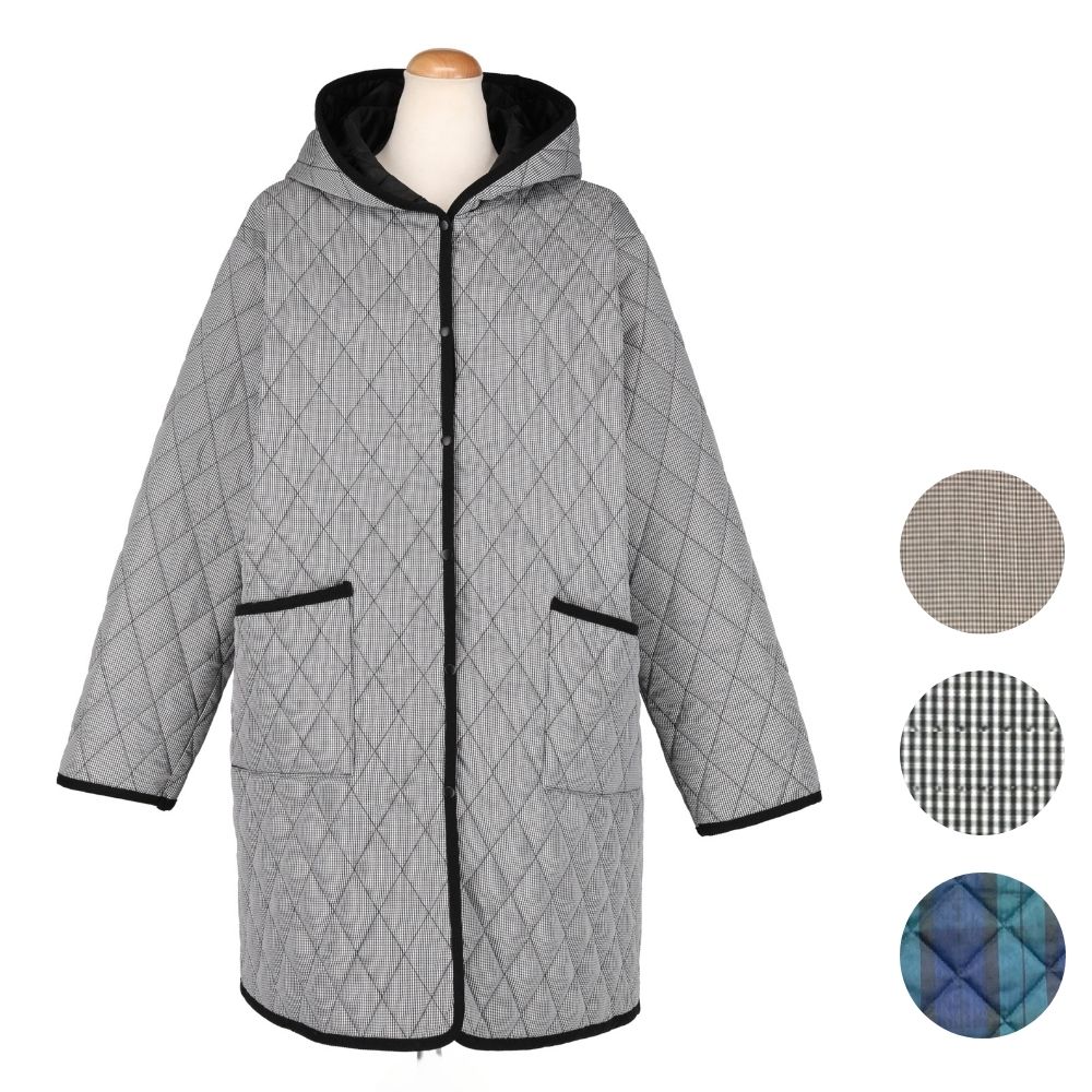 ダイヤチェック フード付ジャケット