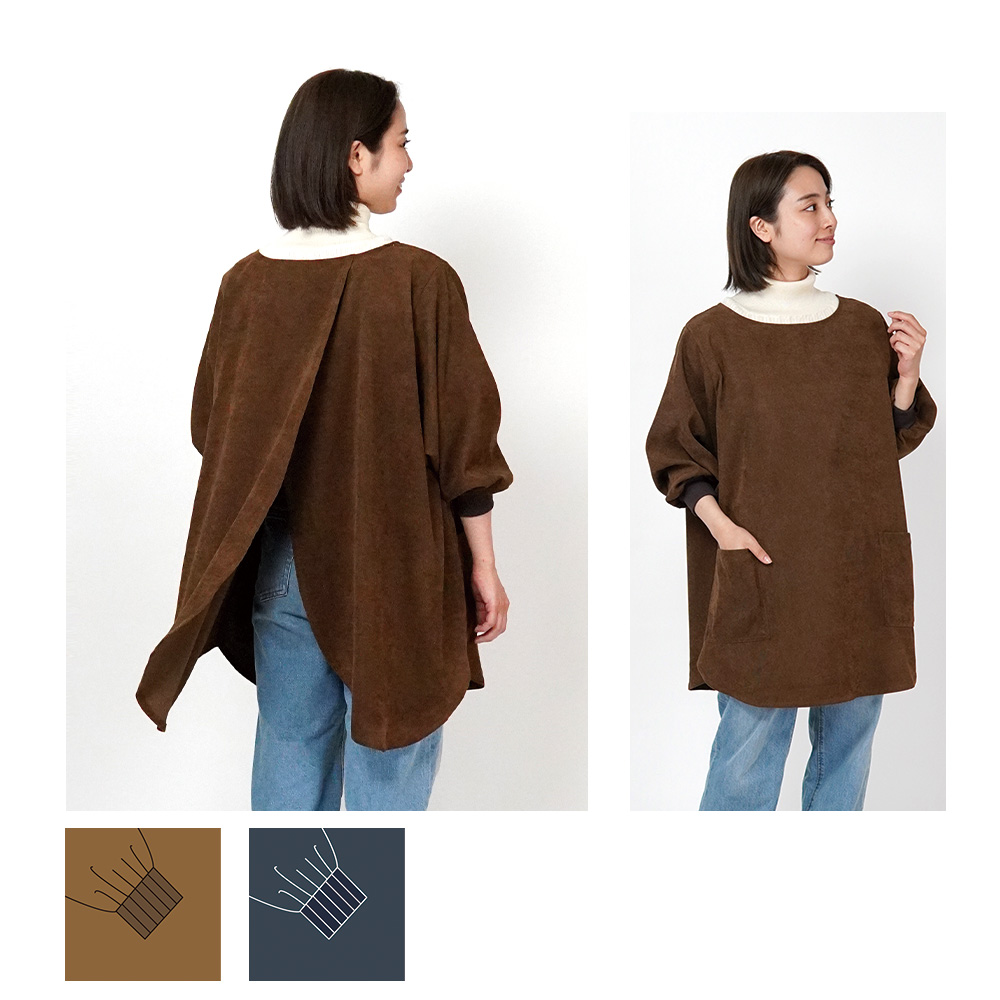 サニーコーデュロイ 花びらリブ袖かっぽうぎ