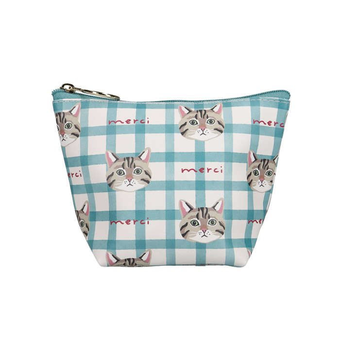 ティーグルチェック マチ付ポーチ