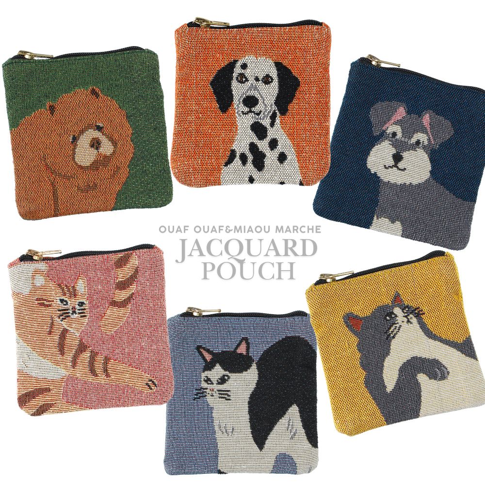 【犬猫柄】 ジャカードポーチＳ