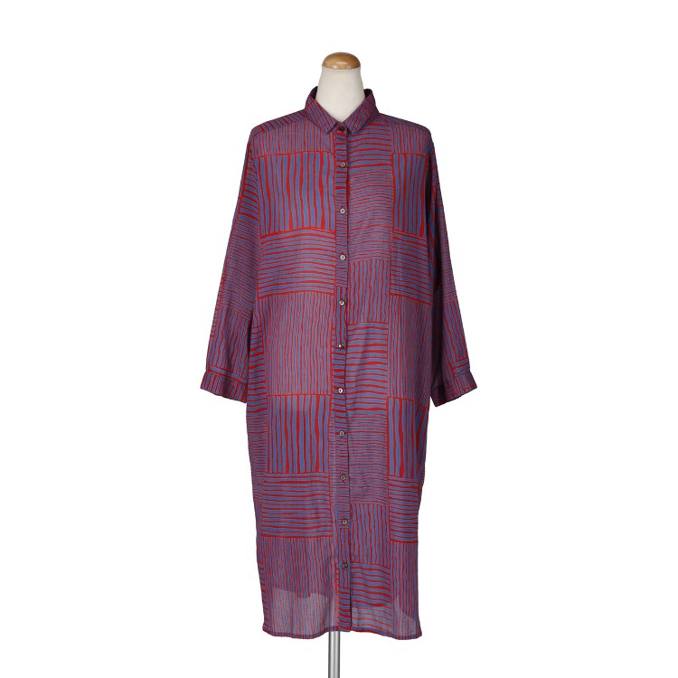 ストライプ　シャツワンピース