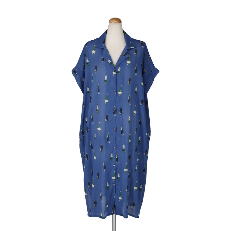 オデカケ　半袖前開きワンピース