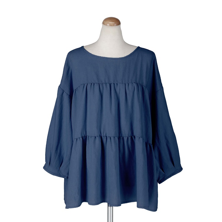 ソフトデニム　2WAY前開きトップス