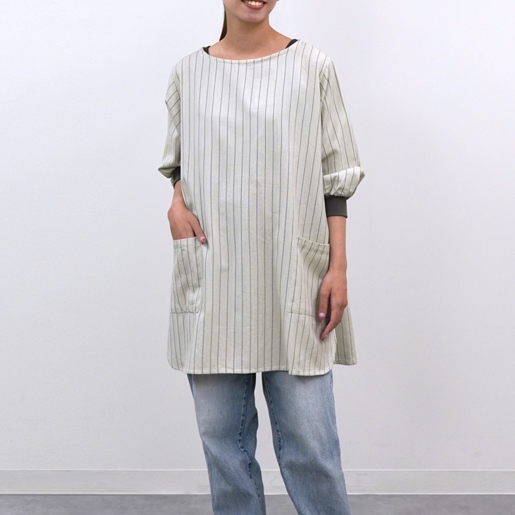 ゼファー　花びらリブ袖かっぽうぎ