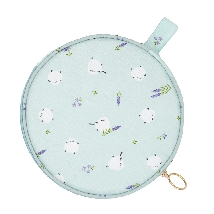 ラベンダーシマエナガ　保冷丸型ポーチ