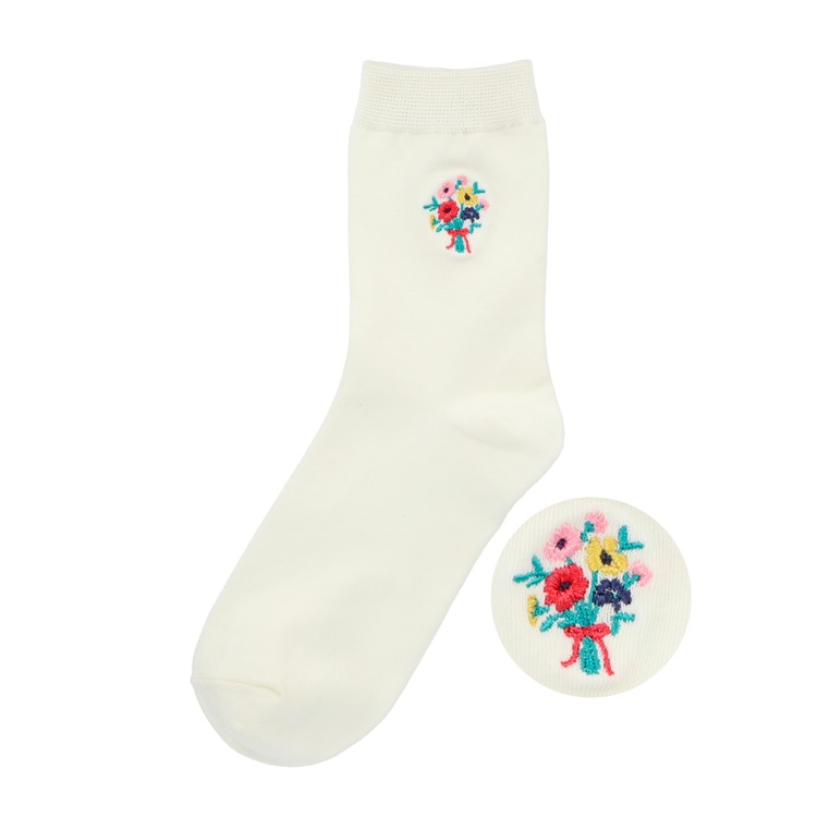 ポイントブーケ　刺繍ソックス