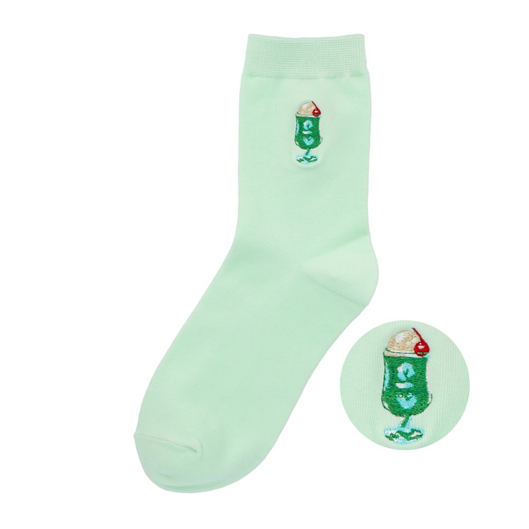 メロンソーダ　刺繍ソックス