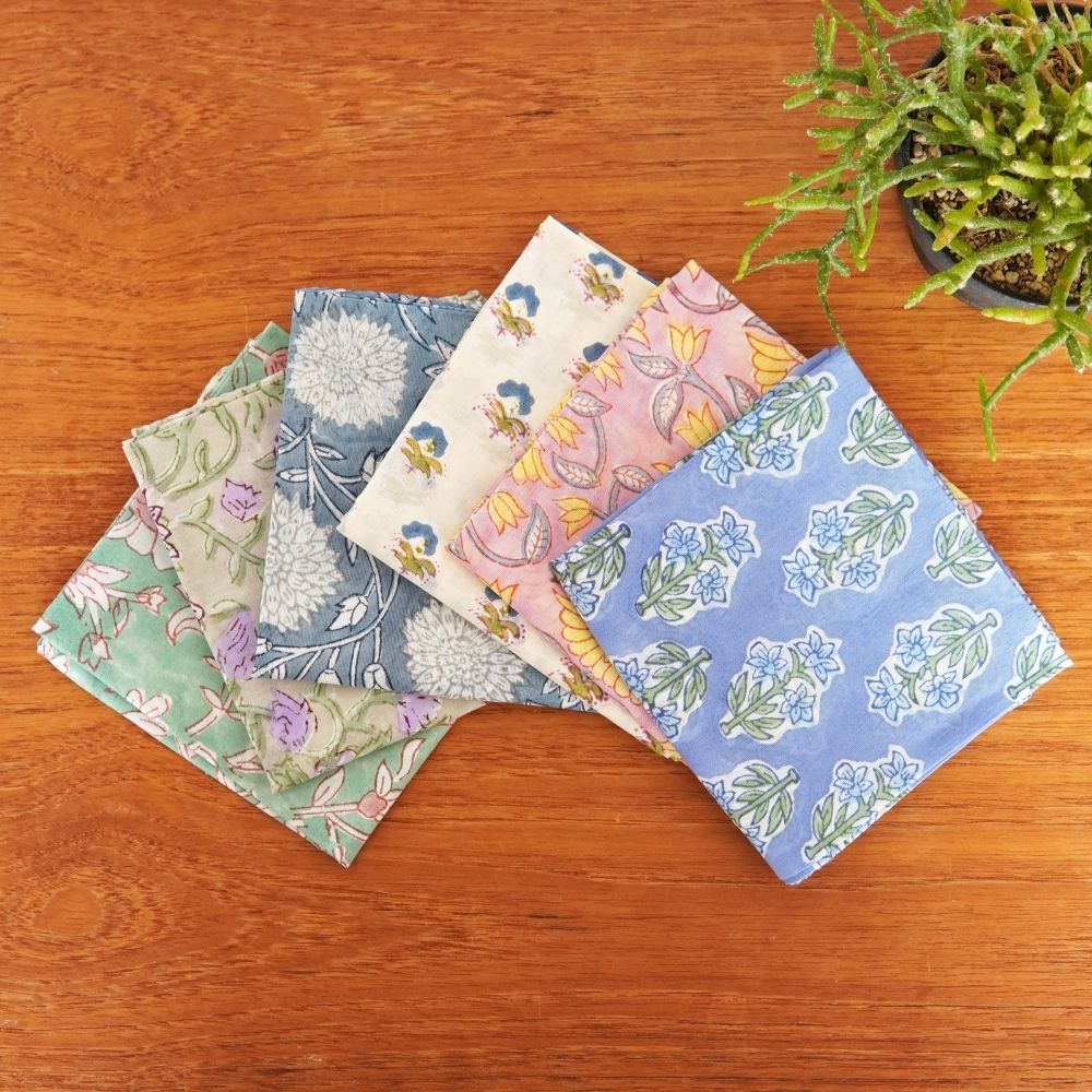 ブロックプリント ハンカチ